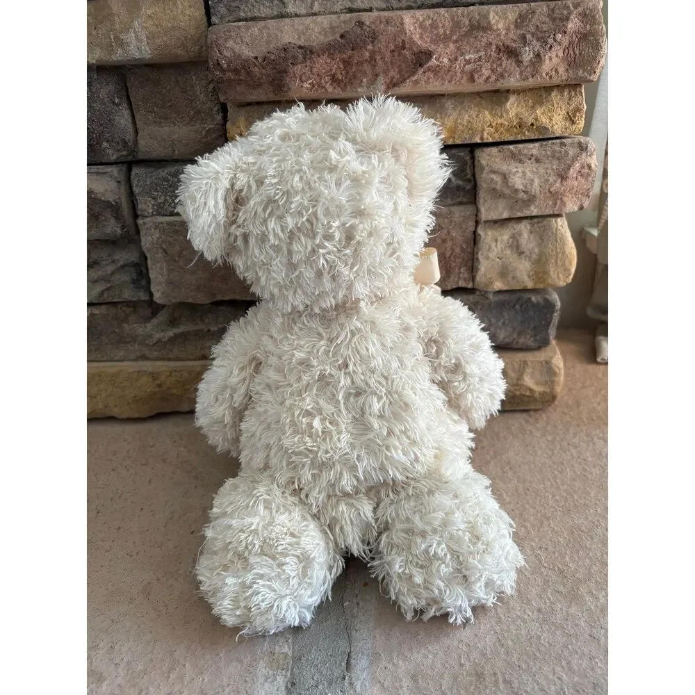 TY White Teddy Bear Plush Stuffed Animal Ivory Ribbon 16